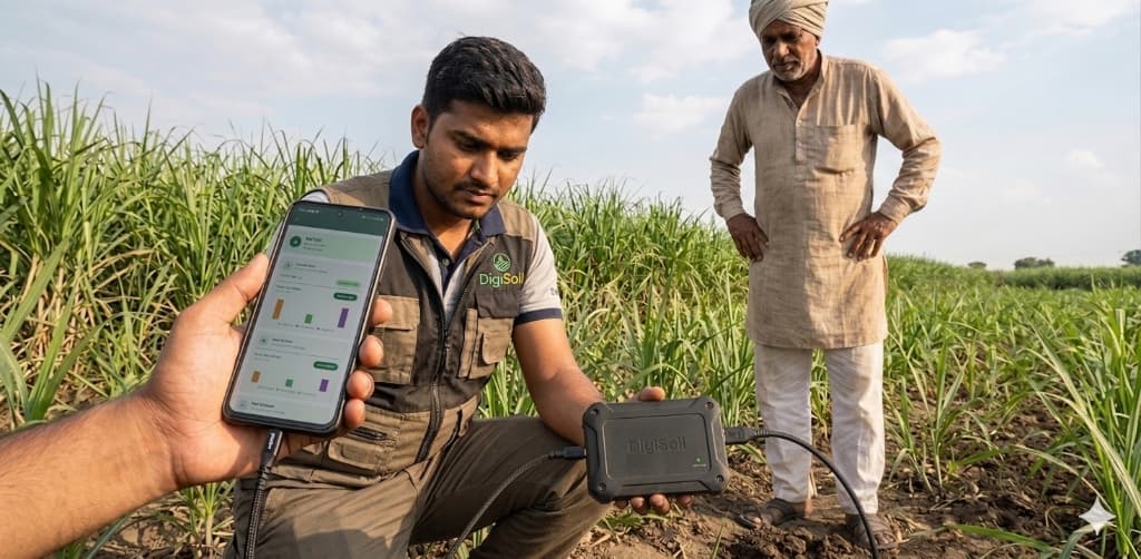 DigiSoil real-world field soil test in progress
